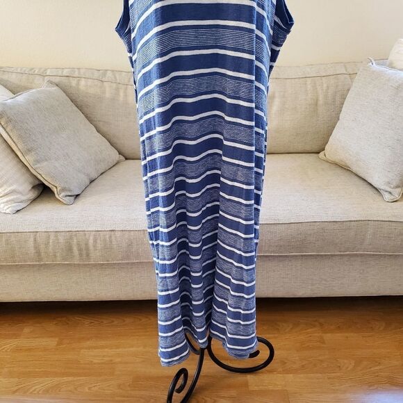 BP Stripe Tank Split Back Midi Dress size 4X in Blue/White - NEW - Picture 5 of 11